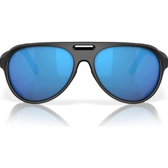 Costa Grand Catalina 59mm Polarized Pilot Sunglasses in Matte Black/Blue Mirror at Nordstrom