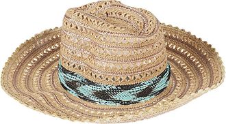 Exquisite J Stijlvolle Raffia Sombrero Hoed - Multi Kleur - Dames - Hoeden - Beige - ONE Size - Accessoires