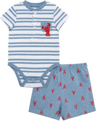 Little Me Lobster Bodysuit & Shorts Set in Blue at Nordstrom, Size 12M