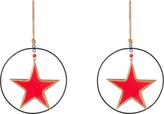 Creativ deco Dekostern »Weihnachtsstern, Weihnachtsdeko rot« mit Enamel-Lackierung und Metallring, Durchmesser Stern 20 cm