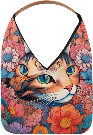 Generic Color Drawing Cat Reusable Lightweight Grocery Bags - Foldable Into Compact Pouch, Washable & Sturdy, Multipurpose for Shopping and Travel