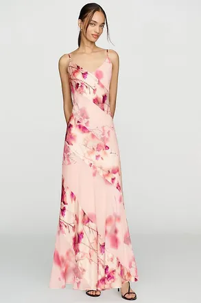 BHLDN Satin Chiffon Slip Midi Dress