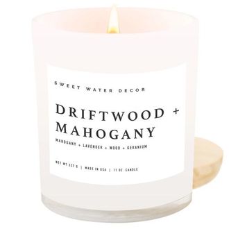 Sweet Water Decor 11oz White Jar Candle - Woods & Earthy Scents in Driftwood And Mahogany at Nordstrom