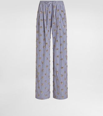 Dolce & Gabbana Poplin Trousers With Floral Embroidery - Woman Pants And Shorts Multi-colored 40