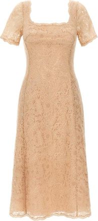 Ermanno Scervino Floral Lace Midi Dress - Dames - Casual kleedjes - Roze - L - Polyester - Kleedjes