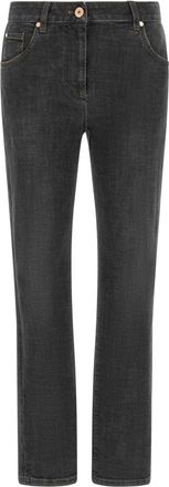 Brunello Cucinelli Slim Broek - Dames - Slim Fit Jeans - Grijs - L - Katoen - Jeans