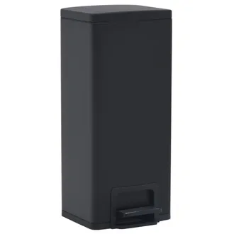 vidaXL Vidaxl - Cubo Basura Con Pedal Antihuellas 30l Negro Acero Inoxidable