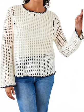 Karen Kane Crochet Sweater In Natural