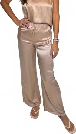 La Made Cali Chill Silky Wide Leg Long Pant In Tan