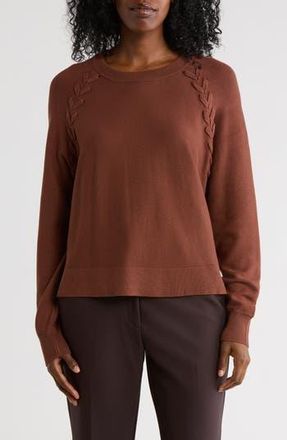 Adrianna Papell Dolman Lace-Up Sweater in Cognac at Nordstrom Rack, Size X-Small