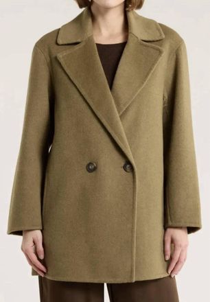 Vince Wool Blend Car Coat In Dark Artichoke