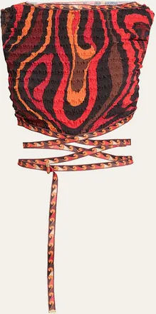 Pucci Marmo-Print Shibori Laced Crop Top