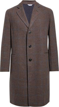 Boglioli Houndstooth Check Wool, Cashmere & Silk Double Cloth Long Coat in Brown at Nordstrom, Size 58