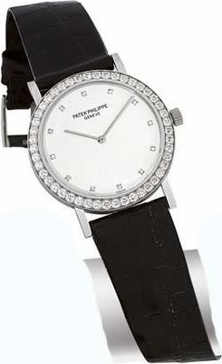 Patek Philippe Pre-owned Patek Philippe Calatrava Diamond White Dial Ladies Watch 5006G