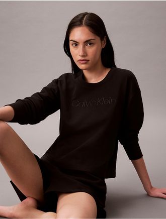 Calvin Klein Womens Modern Terry Relaxed Sweatshirt - Black - XL