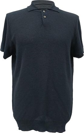 A.P.C. A. P.C. Knitted Polo Shirt in Navy Blue Viscose