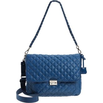 MZ Wallace Large Crosby Lock Quilted Nylon Crossbody Bag in French Blue at Nordstrom