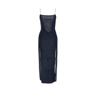 Jacquemus Maxi Dresses, female, Blue, Size: M Plumetis Knit Dress
