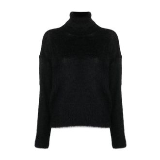 Saint Laurent Turtlenecks, female, Black, XS, Black Mohair Loose-Fit Turtleneck