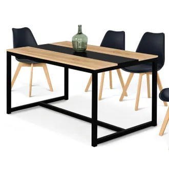 IDMarket Tavolo Da Pranzo Dover Per 8 Persone Con Fascia Centrale Nera Design Industriale 150 Cm