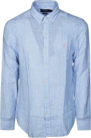 Polo Ralph Lauren Camicia Lino Riga - Heren - Casual Overhemden - Blauw - XL - Linnen - Overhemden