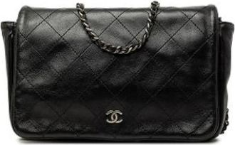 Chanel Pre-owned Quilted Flap Crossbody Bag - Dames - Vintage Schoudertas - Zwart - ONE Size - Leer - Vintage