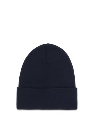Moncler L20973B0001309974 Virgin Wool Rib-Knit Beanie - Navy