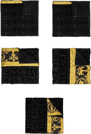 Versace Home, unisex, Zwart, ONE Size, Set van vijf handdoeken