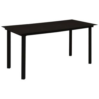 Berkfield Home Garden Dining Table Black 150x80x74 cm Steel & Glass | Size: 150 x 80 x 74 cm