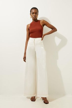 Karen Millen Tailored Denim Wide Leg Trousers