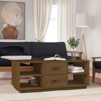 Berkfield Home Coffee Table Honey Brown 100x50x41 cm Solid Wood Pine | Size: 100 x 50 x 41 cm