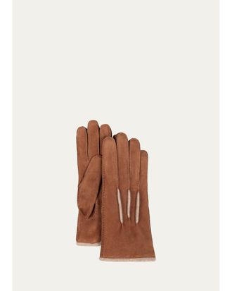 Bergdorf Goodman Mens Suede & Cashmere Gloves