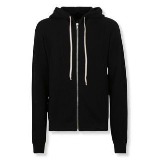 Rick Owens Zip-throughs, male, Black, Size: XL Temple Zipped Hoodie