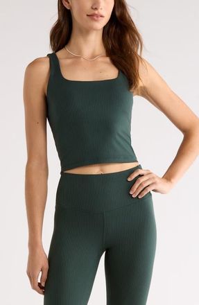 Zella Thrive Rib Bra Tank in Green Timber at Nordstrom, Size X-Large