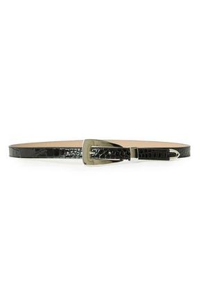 B-Low The Belt Briar Croco-Embossed Leather Belt in Black Silver at Nordstrom Rack, Size Medium