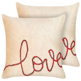 Beliani Beliani - Lote De 2 Cojines Decorativos Fabricados En Terciopelo Beige 45 X 45 Cm Rotala