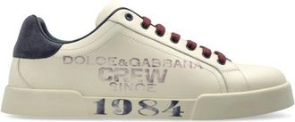 Dolce & Gabbana Sportschoenen met logo - Heren - Sneakers - Beige - 41 EU - Leer - Schoenen