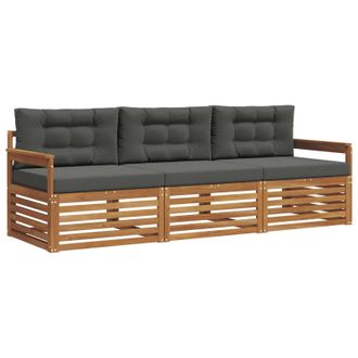 vidaXL Conjunto De Sof&aacute;s De Exterior 3 Pcs Natural Y Antracita Vidaxl