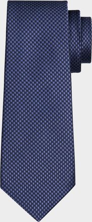 Kiton Mens Silk Micro-Houndstooth Seven-Fold Tie