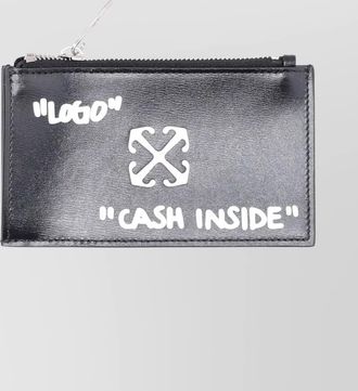 Off-white jitney zipped card holder logo