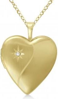 Allurez Gold Vermeil Split Heart-Shape Diamond Locket Necklace (0.01ct)