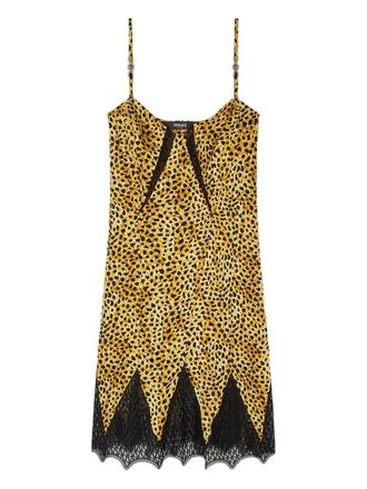 Versace Cheetah allover silk slip dress - women - Silk/Polyester/Polyamide - 44 - Yellow