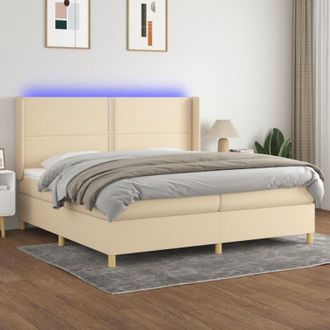 vidaXL Vidaxl - Cama Box Spring Colch&oacute;n Y Luces Led Tela Crema 200x200 Cm