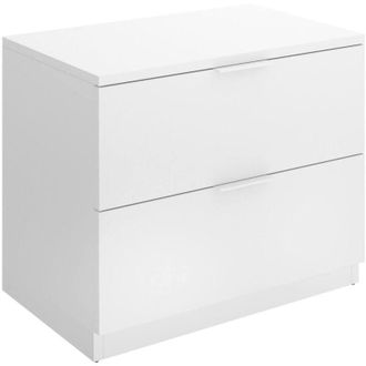 Dmora Dmora - Mesa De Noche Banyan, C&oacute;moda Baja, Mesilla De Noche, Estante De La Cama, 50x34 H46 Cm, Blanco