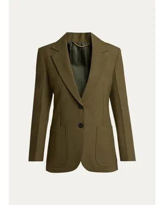 Victoria Beckham Katherine Patch Pocket Wool Single-Breasted Jacket