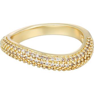 Adornia Pav&eacute; Cubic Zirconia Curved Chunky Band Ring in Gold at Nordstrom Rack, Size 6