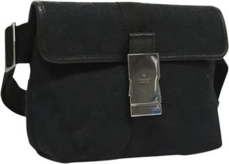 Gucci Pre-owned Belt Bags, female, Black, Size: ONE SIZE Pre-owned Vintage Canvas Belt Bag