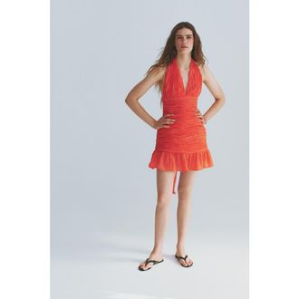 H&M Ruched Scarf-detail Dress in Bright Red at Nordstrom, Size Xx-Small