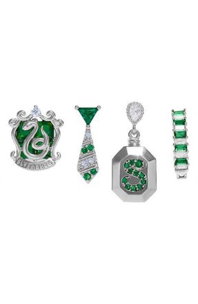 Girls Crew x Harry Potter Set of 4 Assorted Single Stud Earrings in Silver/Slytherin at Nordstrom