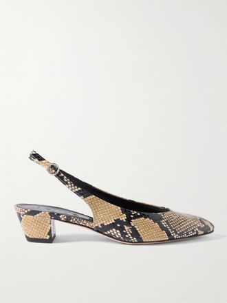 Aeyde D&eacute;collet&eacute; Slingback In Pelle Effetto Serpente Celeste - Stampa animalier